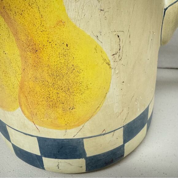 Vintage Farmhouse Style Pear Checkered Pottery Pitcher Decor 90s Sara Scott - Picture 7 of 10